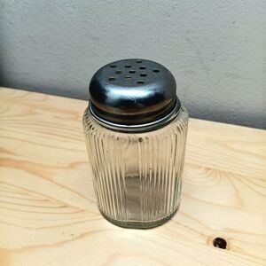 Ribbed Glass Shaker with Silver Lid